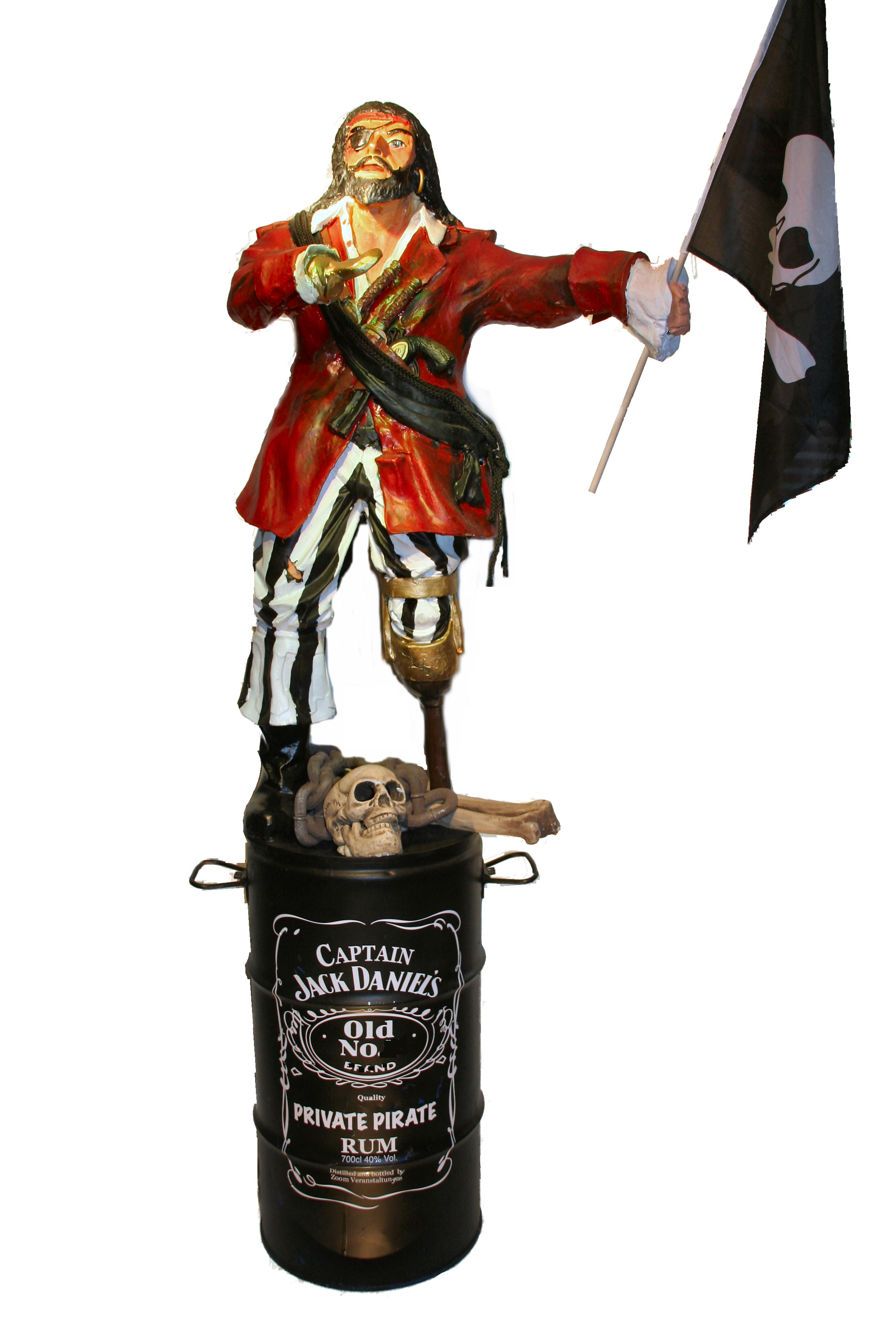 Dekofigur Pirat "Captain Jack" auf Rum-Fass, 130cm
